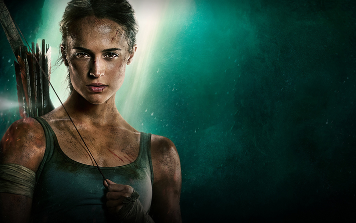 Lara Croft, Tomb Raider, 2018 pel&#237;cula, cartel, Alicia Vikander