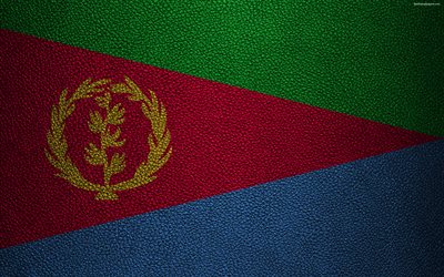 Bandera de Eritrea, &#193;frica, 4K, textura de cuero, de Eritrea, bandera, banderas de &#193;frica, Eritrea