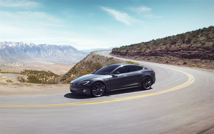 Tesla Model S, 4k, 2018 autoja, mountain road, Malli S, Tesla