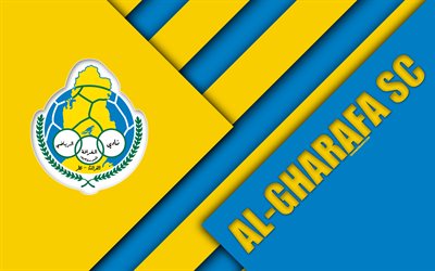 Al-Gharafa SC, 4k, Doha, Qatar, yellow blue abstraction, logo, material design, Qatar football club, Qatar Stars League, Q-League, Premier League