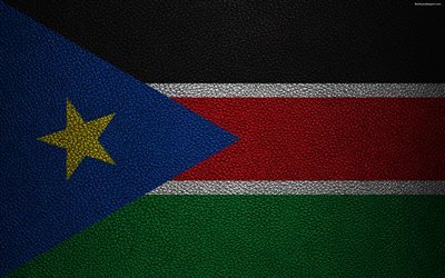 Flag of South Sudan, Africa, 4k, leather texture, South Sudanese flag, flags of Africa, South Sudan