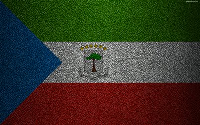 Flag of Equatorial Guinea, Africa, 4k, leather texture, flags of African countries, Equatorial Guinea