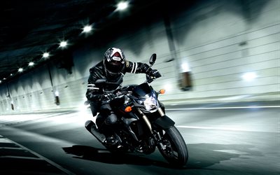 Suzuki GSR-750, 2018, 4k, new sports bike, motorcycle racer, tunnel, new GSR, Japanese motorcycles, Suzuki