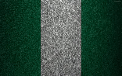 Flag of Nigeria, Africa, 4K, leather texture, Nigerian flag, flags of Africa, Nigeria