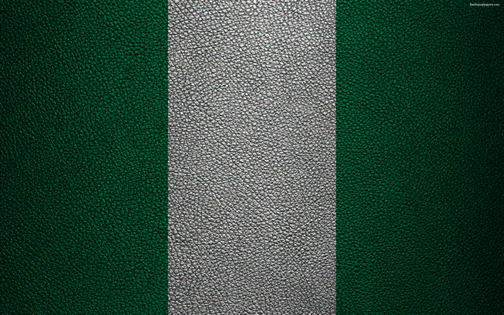 Flag of Nigeria, Africa, 4K, leather texture, Nigerian flag, flags of Africa, Nigeria