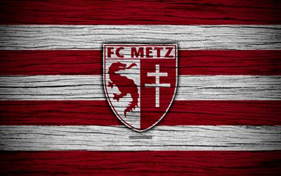 Metz, 4k, France, Liga 1, wooden texture, Metz FC, Ligue 1, soccer, football club, FC Metz