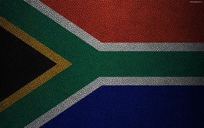 Flag of South Africa, Africa, 4k, leather texture, South African flag, flags of African countries, South Africa