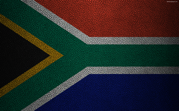 flagge von s&#252;dafrika, afrika, 4k, leder textur, s&#252;dafrikanische flagge, die fahnen der afrikanischen l&#228;nder, s&#252;dafrika