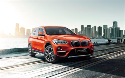 BMW X1, le port, 2018 voitures, xDrive18d, v&#233;hicules multisegments, orange X1, BMW