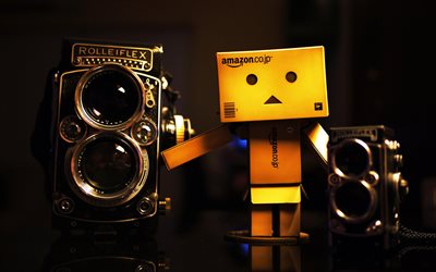 Danbo, camera, cardboard robot, rolleiflex, danboard box