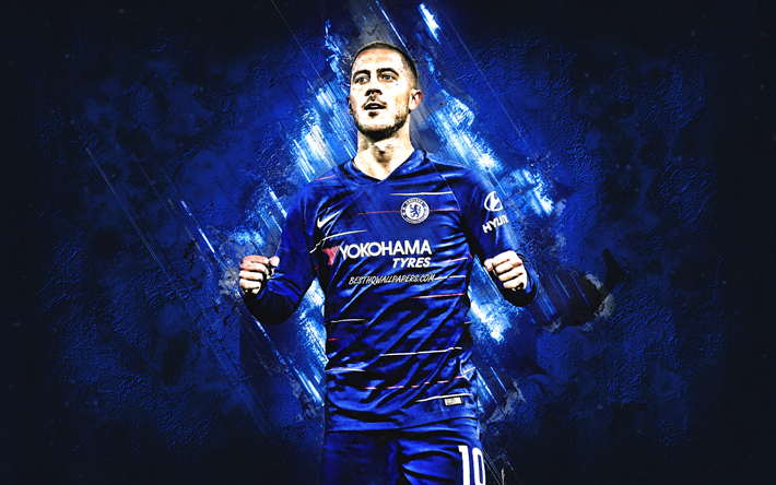 Eden Hazard, grunge, Chelsea FC, l&#228;hikuva, Belgian jalkapalloilijat, jalkapallo, Vaaran, Premier League, Englanti, sininen kivi
