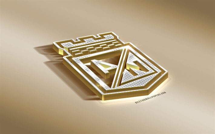 Atletico Nacional, Colombian Football Club, Golden Silver logo, Medellin, Colombia, Liga Aguila, 3d golden emblem, creative 3d art, football