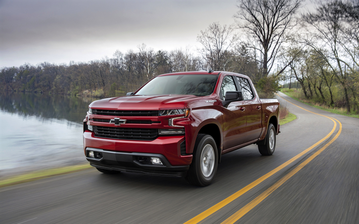 Chevrolet Silverado, 2019, kırmızı Amerikan suv, kamyonet, yeni kırmızı Silverado, Amerikan arabaları, Chevrolet