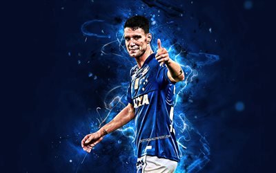 Thiago Neves, close-up, Cruzeiro FC, brasiliansk fotbollsspelare, fotboll, abstrakt konst, Thiago Neves Augusto, Brasiliansk Serie A, neon lights, Brasilien