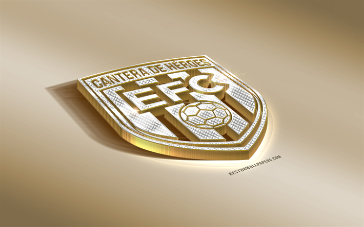 Envigado FC, Colombienne Football Club, Dor&#233; Argent&#233; logo, Envigado, Colombie, Liga Aguila, 3d embl&#232;me dor&#233;, cr&#233;atif, art 3d, football