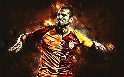 Eren Derdiyok, Galatasaray, l&#39;attaquant, de la joie, de l&#39;orange de pierre, de c&#233;l&#232;bres joueurs de football, football, footballeurs suisses, grunge, la Turquie, Derdiyok