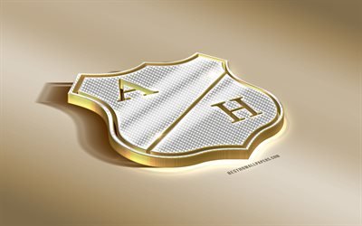 CD Atletico Huila, Kolumbian Football Club, Golden Hopea logo, Neiva, Kolumbia, Liga Aguila, 3d kultainen tunnus, luova 3d art, jalkapallo