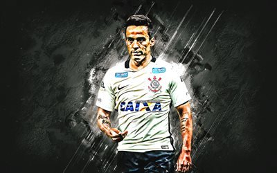 Jadson, calciatore Brasiliano, centrocampista del Corinthians, portrait, bianco, pietra, texture, calcio, Serie A, Brasile, Jadson Rodrigues da Silva