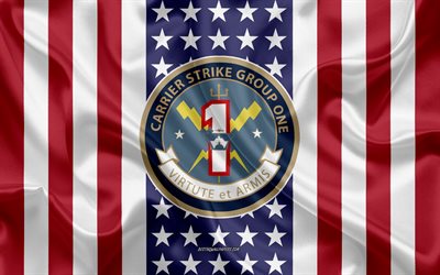 Carrier Strike Group 1 Emblem, Amerikanska Flaggan, US Navy, Siden Konsistens, Usa: S Flotta, Silk Flag, Carrier Strike Group 1, USA