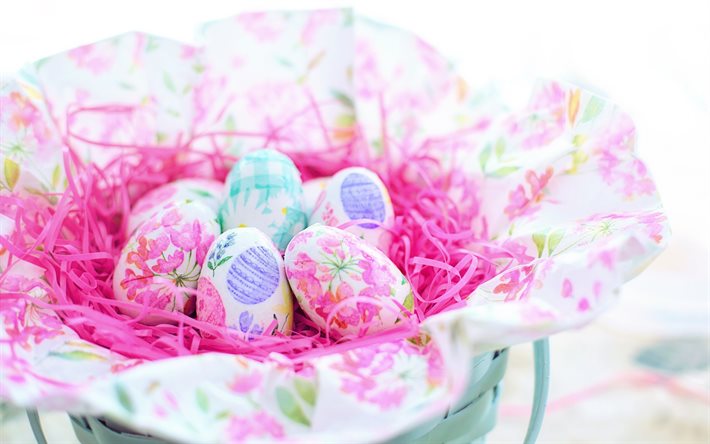 Easter eggs, painted eggs, easter decoration, easter background, Easter