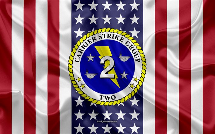 Carrier Strike Group 2 Emblema, Bandiera Americana, US Navy, Seta Texture, della Marina degli Stati Uniti, Bandiera di Seta, USS George HW Bush, Carrier Strike Group 2, USA
