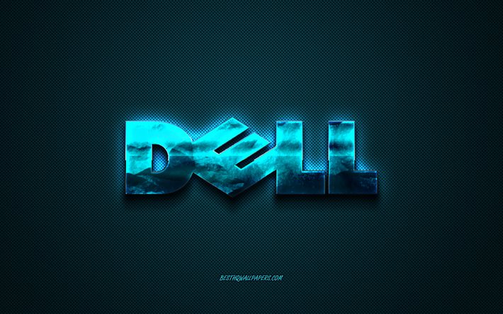 Dellin sininen logo, sininen hiilirakenne, Dell, sininen metallilogo, Dellin tunnus, luovaa taidetta