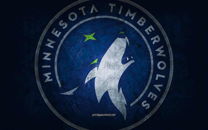 Minnesota Timberwolves, amerikkalainen koripallojoukkue, sininen kivi tausta, Minnesota Timberwolves logo, grunge art, NBA, koripallo, USA, Minnesota Timberwolves tunnus