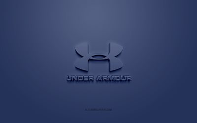 アンダーアーマー。, 青い背景, アンダーアーマー3Dロゴ, 3Dアート, ブランドロゴ, ブルーの3Dアンダーアーマーロゴ