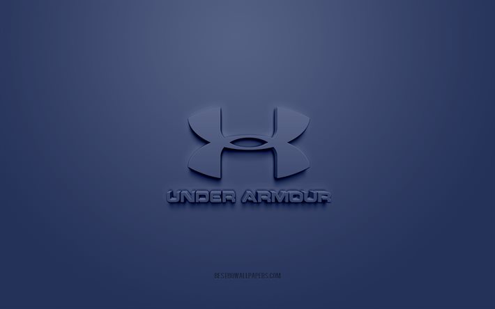 Logotipo da Under Armour, fundo azul, logotipo 3d da Under Armour, arte em 3D, logo da Under Armour, logotipo das marcas, logotipo da Under Armor, logotipo 3d azul da Under Armour