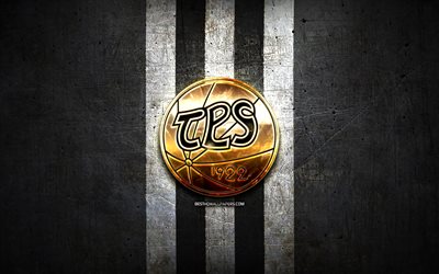 HC TPS, kultainen logo, Liiga, oranssi metallitausta, suomalainen j&#228;&#228;kiekkojoukkue, Suomen j&#228;&#228;kiekkoliiga, HC TPS logo, j&#228;&#228;kiekko, HC TPS Turku Oy