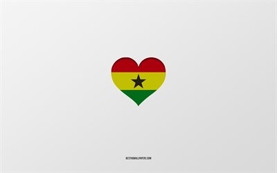 I Love Ghana, Africa countries, Ghana, gray background, Ghana flag heart, favorite country, Love Ghana