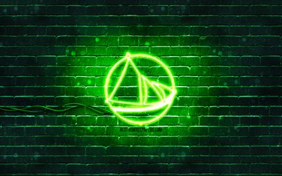 Logotipo verde Solus, 4k, Linux, parede de tijolos verdes, logotipo Solus, projeto Solus, logotipo Solus neon, Solus