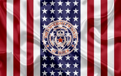 University of Texas at Tyler Emblem, American Flag, University of Texas at Tyler logo, Tyler, Texas, USA, University of Texas at Tyler