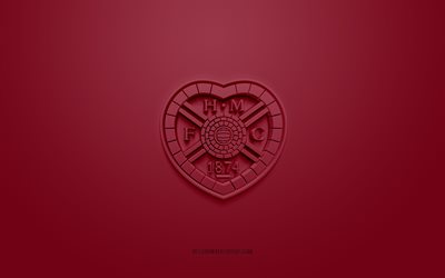 Heart of Midlothian FC, Scottish football club, Scottish Premiership, burgundy logo, burgundy carbon fiber background, football, Edinburgh, Scotland, Heart of Midlothian FC logo
