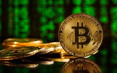 Bitcoin altın sikke, finans arka plan, kripto para birimi, bitcoin işareti, bitcoin madeni para, elektronik para, bitcoin