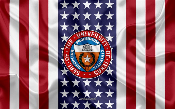 Emblema del sistema dell&#39;Universit&#224; del Texas, bandiera americana, logo del sistema dell&#39;Universit&#224; del Texas, Austin, Texas, USA, sistema dell&#39;Universit&#224; del Texas