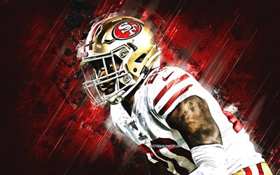 Jimmie Ward, San Francisco 49ers, NFL, American football, red stone background, National Football League, USA