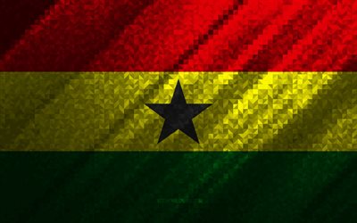 Flag of Ghana, multicolored abstraction, Ghana mosaic flag, Ghana, mosaic art, Ghana flag