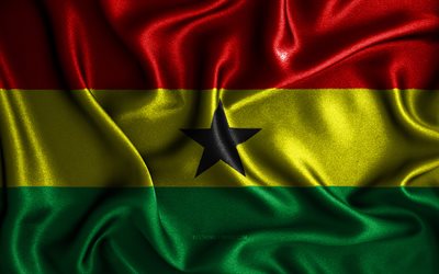 Ghanaian flag, 4k, silk wavy flags, African countries, national symbols, Flag of Ghana, fabric flags, Ghana flag, 3D art, Ghana, Africa, Ghana 3D flag