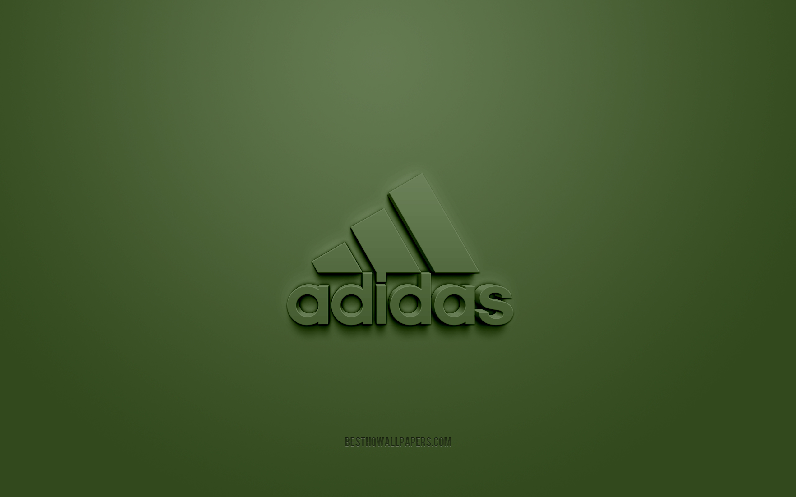 Descargar fondos de pantalla Logo de Adidas, fondo verde, logo de 3d, arte 3d, logo de marcas, logo de Adidas, logo de Adidas 3d azul monitor con una resolución 2560x1600.