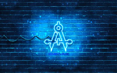 Drafting Compass neon icon, 4k, blue background, neon symbols, Drafting Compass, neon icons, Drafting Compass sign, computer signs, Drafting Compass icon, computer icons