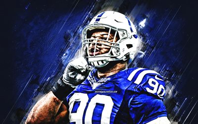 Grover Stewart, Colts d&#39;Indianapolis, NFL, Football am&#233;ricain, Blue Stone Background, National Football League, USA