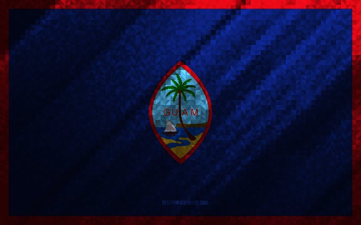 Flag of Guam, multicolored abstraction, Guam mosaic flag, Guam, mosaic art, Guam flag