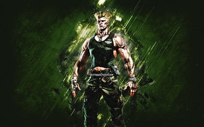 Guile, Street Fighter, green stone background, Guile character, Street Fighter characters, Guile Street Fighter