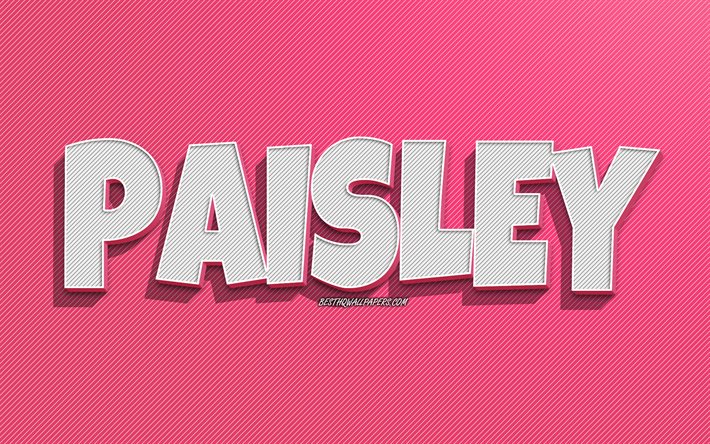 ペイズリー, ピンクの線の背景, 名前の壁紙, ペイズリー名, 女性の名前, ペイズリーグリーティングカード, 線画, ペイズリーの名前の写真