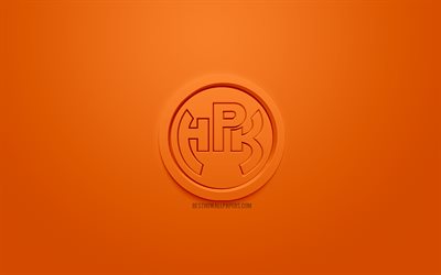Hameenlinna Pallokerho, Finnish ice hockey club, creative 3D logo, orange background, 3d emblem, HPK logo, Liiga, Hameenlinna, Finland, 3d art, ice hockey, Hameenlinna Pallokerho 3d logo