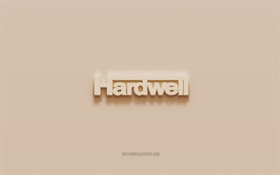 Logo Hardwell, sfondo in gesso marrone, logo 3d Hardwell, musicisti, emblema Hardwell, arte 3d, Hardwell