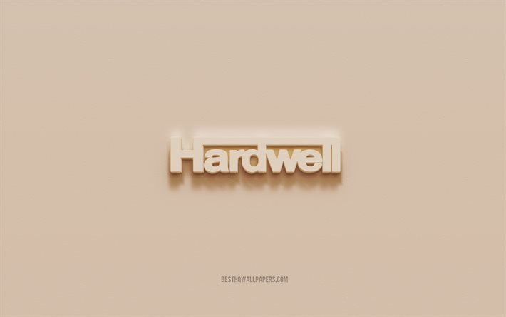 Hardwell-logotyp, brun gipsbakgrund, Hardwell 3d-logotyp, musiker, Hardwell-emblem, 3d-konst, Hardwell