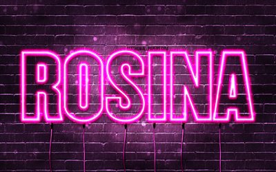 Rosina, 4k, taustakuvat, joissa on nimi&#228;, naisten nimi&#228;, Rosinan nimi, violetit neonvalot, Rosina Syntym&#228;p&#228;iv&#228;, Hyv&#228;&#228; syntym&#228;p&#228;iv&#228;&#228; Rosina, suosittu italialainen naisten nimet, kuva Rosina-nimell&#228