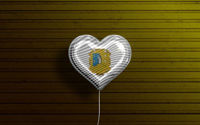 I Love San Luis Potosi, 4k, ballons r&#233;alistes, fond en bois jaune, Journ&#233;e de San Luis Potosi, &#201;tats mexicains, drapeau de San Luis Potosi, Mexique, ballon avec drapeau, &#201;tats du Mexique, San Luis Potosi